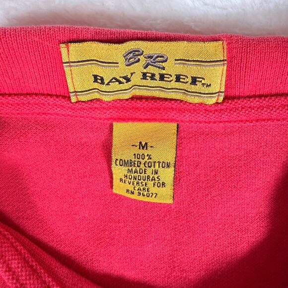 Bay Reef Sea World Adventure Park Red Polo Shirt Short Sleeve Split Side - Picture 3 of 6